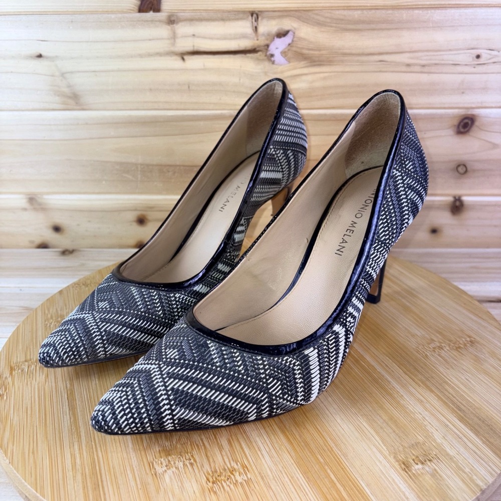 Antonio Melani Heels Womens 9 M Black and White Geometric Stiletto Pumps